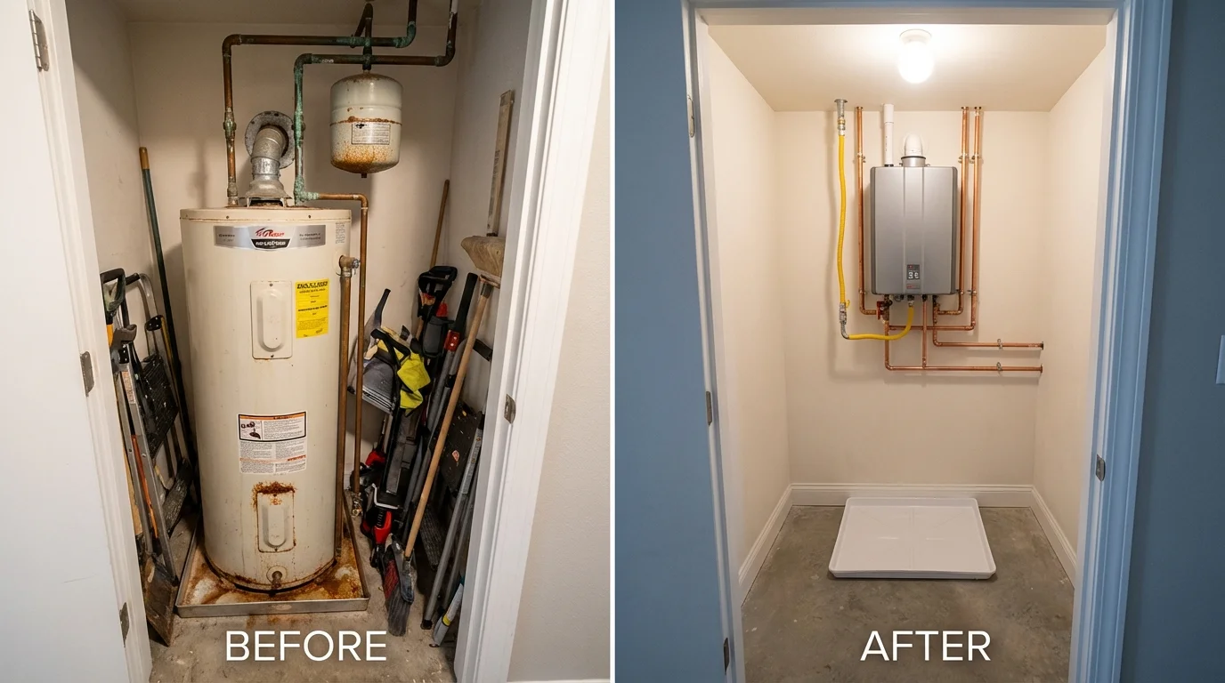Tank water heater versus wall-mounted tankless unit comparison for Auburn, KY homeowners