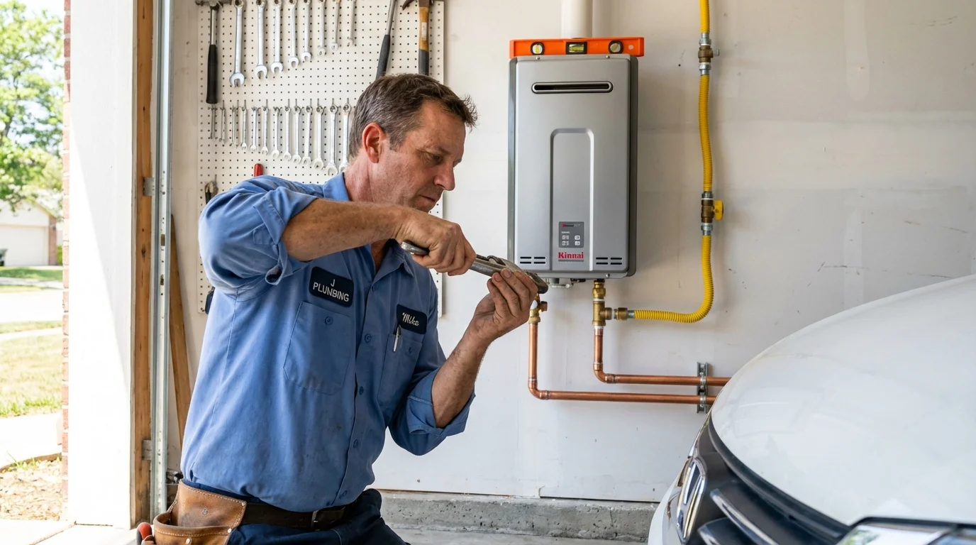 Tankless water heater installation by a Johns Plumbing LLC plumber in Auburn